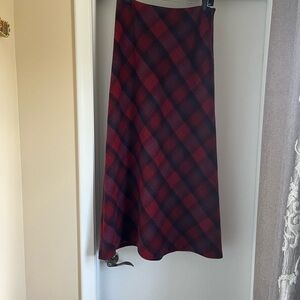 Willi Smith Red and Black Plaid A-Line Skirt